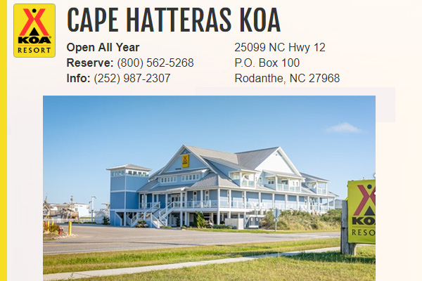 Cape Hatteras KOA Campground Hatteras Outer Banks NC