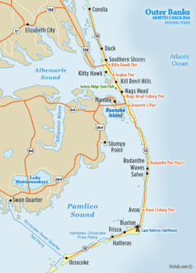 Map of Outer Banks Fishing Piers