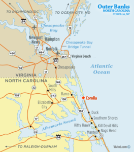 Corolla, NC Map Driving Directions Outer Banks Visitob