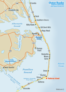 Map of Hatteras Island, NC Outer Banks