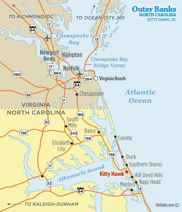 Map Of Kitty Hawk Nc Visit Outer Banks Obx Vacation Guide