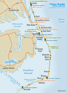 Map of Outer Banks Landmarks, State Parks, Historic Sites