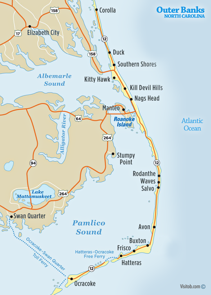 Outer Banks, NC Map, Visit Outer Banks