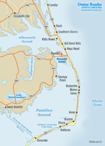 Map of Roanoke Island, NC Outer Banks